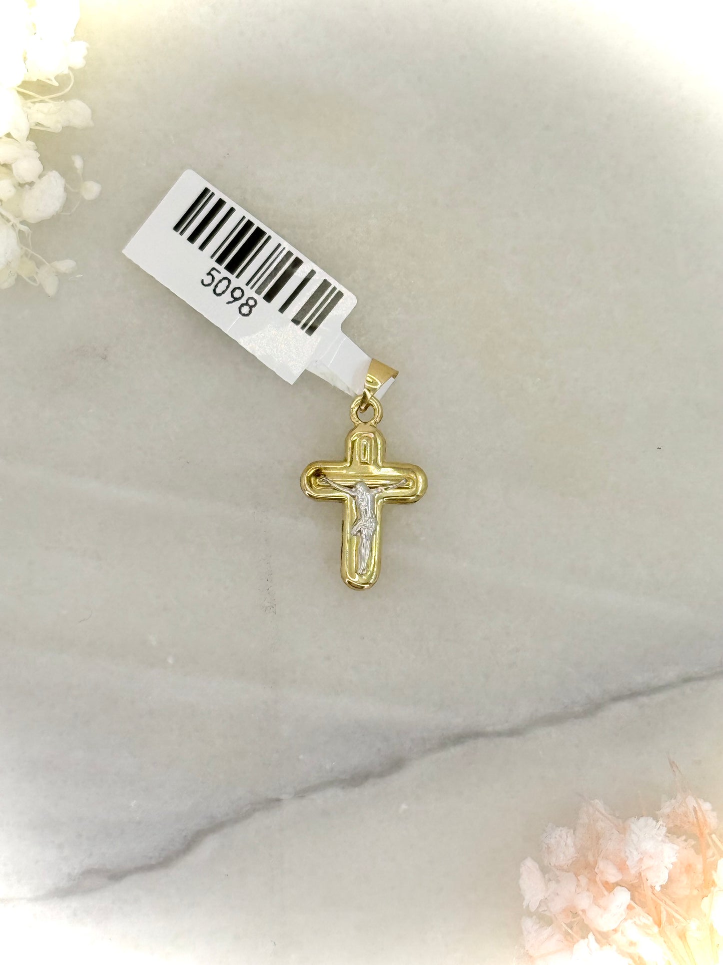 18K Two-Tone Gold Crucifix Pendant