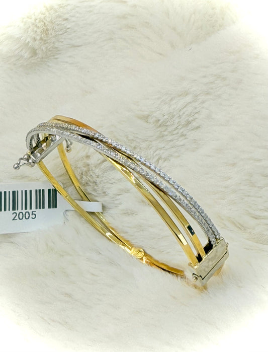 18Kt Two Tone CZ Bangle
