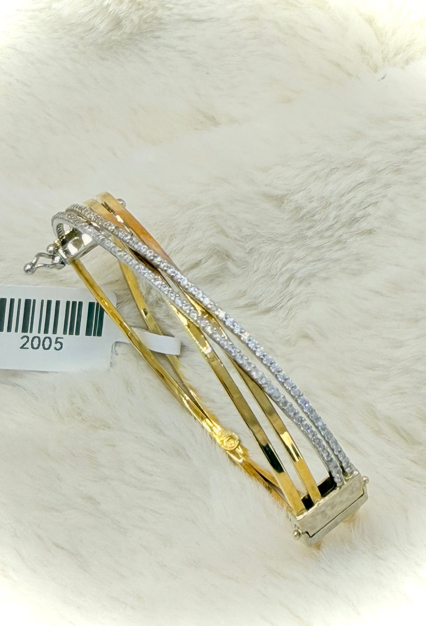 18Kt Two Tone CZ Bangle