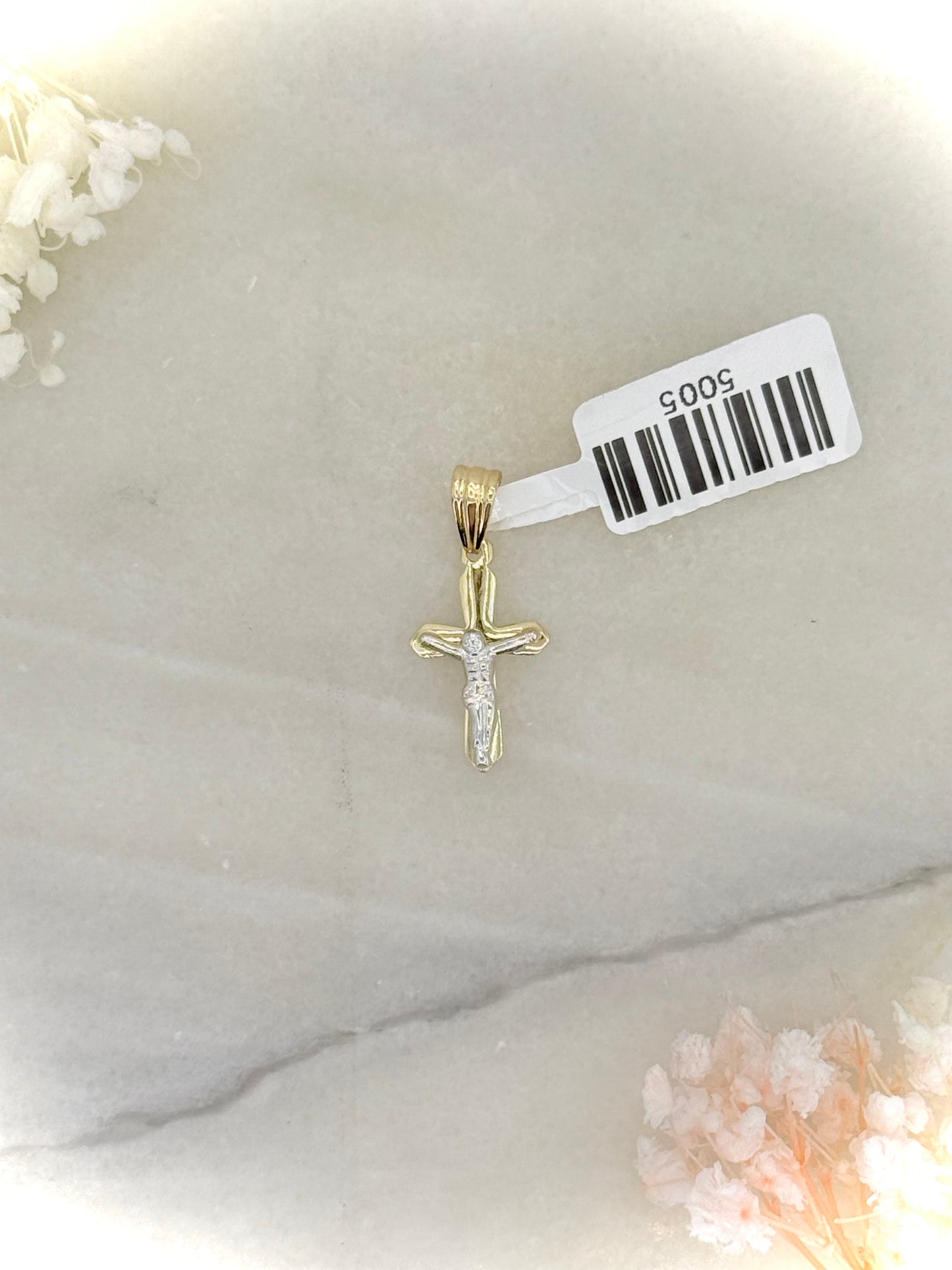 18K Two-Tone Gold Crucifix Pendant