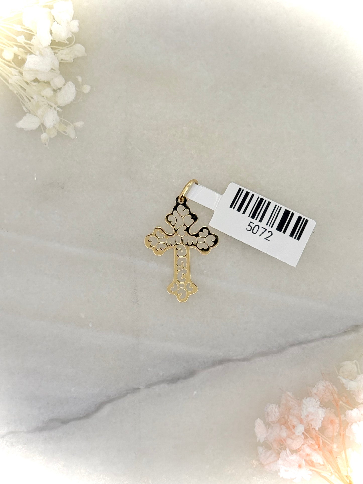 18K Yellow Gold Garnished Cross Pendant