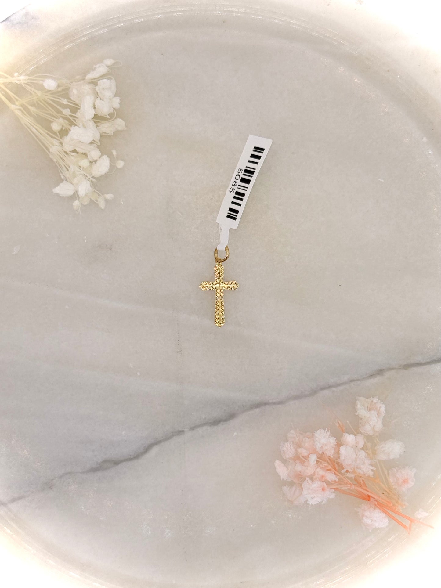 18K Yellow Gold Reversible Cross Pendant – Plain & Garnished Sides