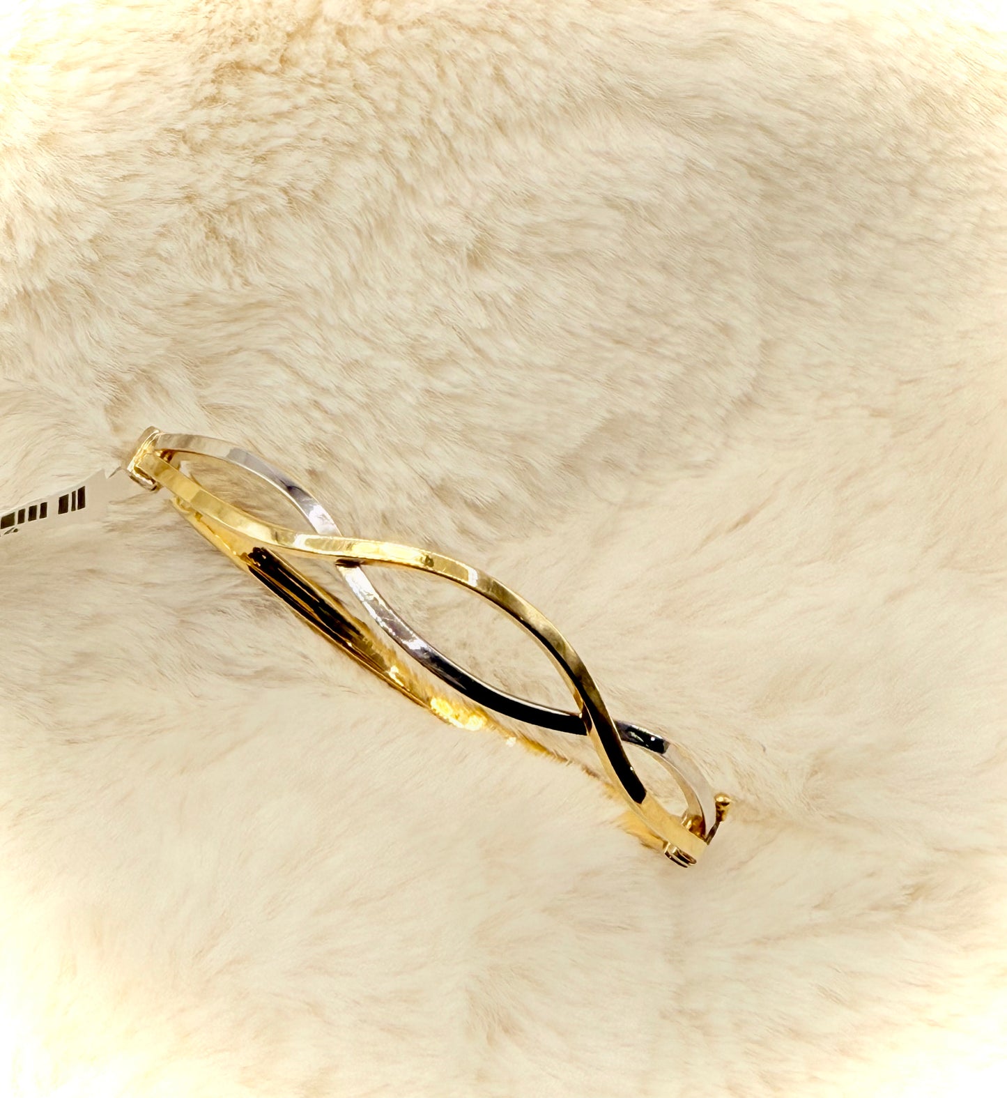 18K Two-Tone Cross Over Gold Bangle