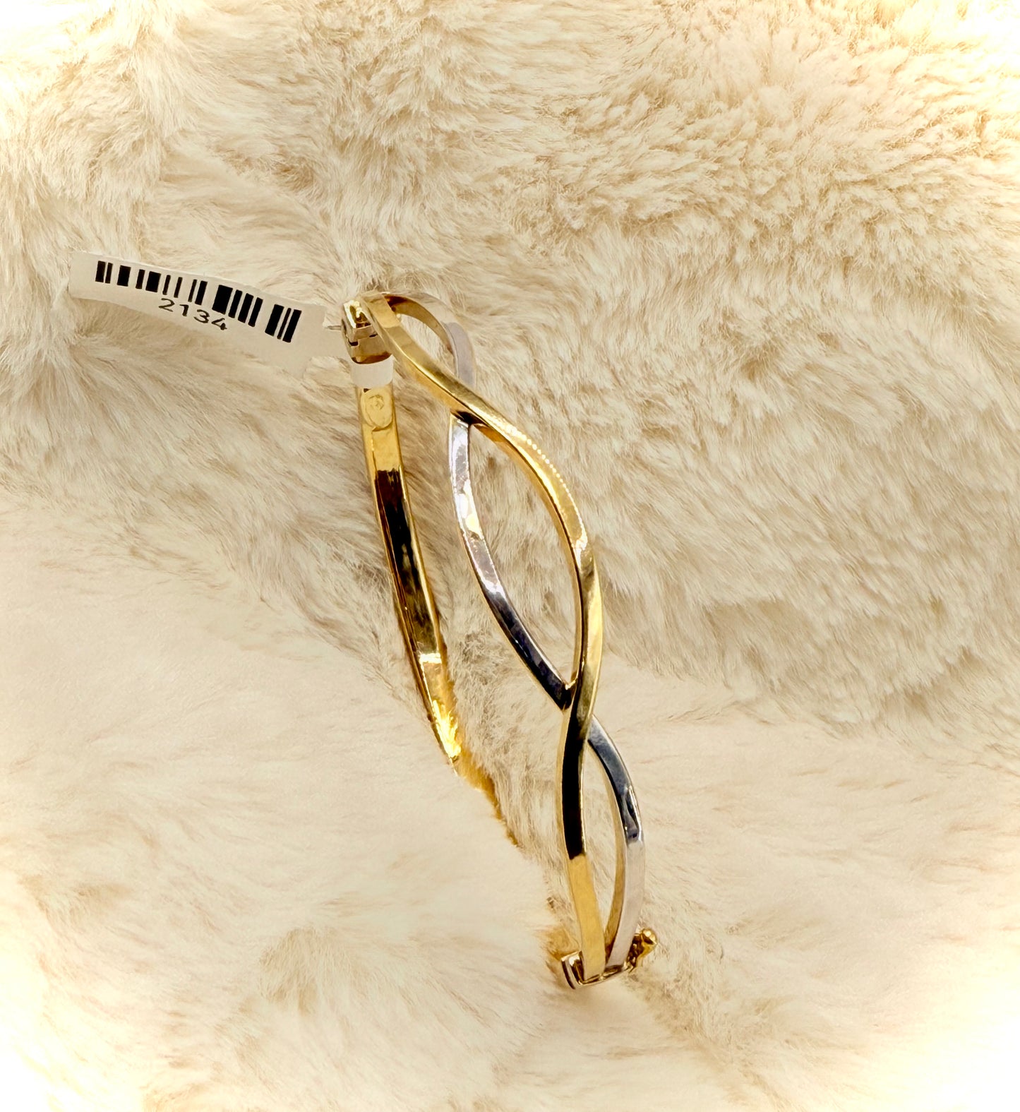 18K Two-Tone Cross Over Gold Bangle