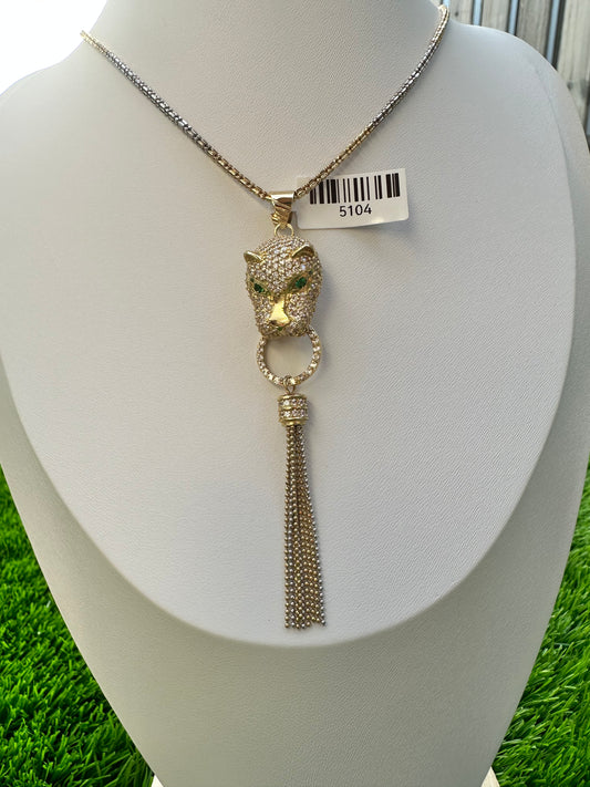 18kt CZ Tiger head Pendant
