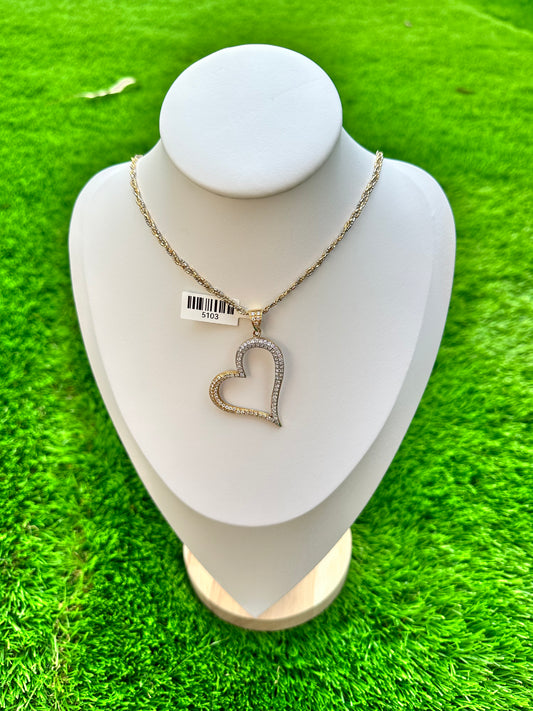 18kt CZ 2 tone Heart Pendant