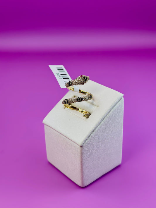 18kt Black CZ Snake Ring