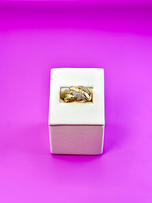 18kt CZ Curb Ring