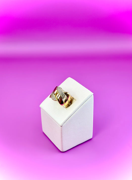 18kt CZ Curb Ring
