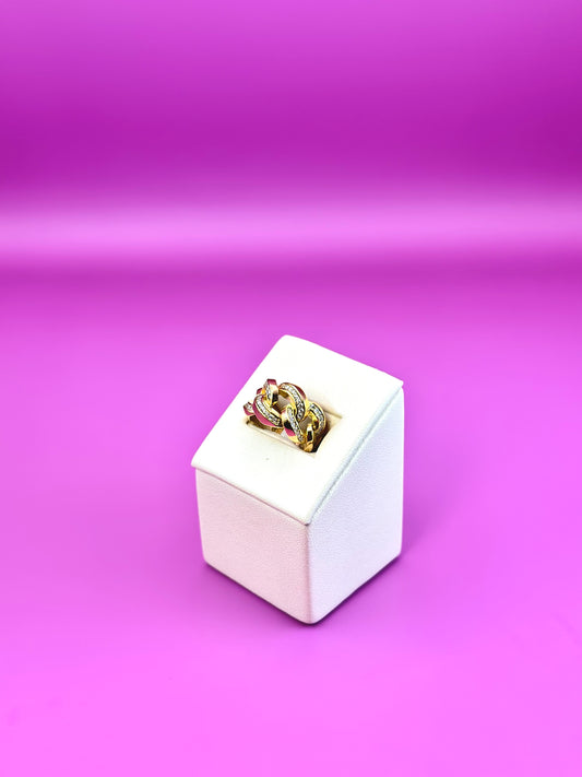 18kt CZ Curb  Ring