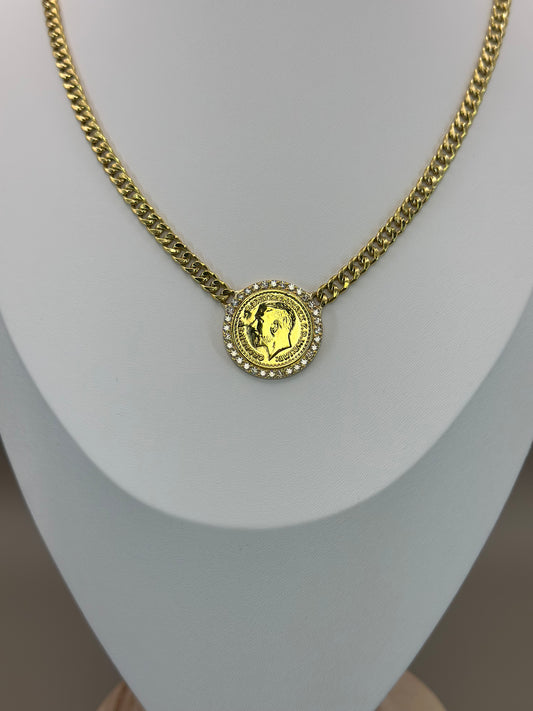 18kt CZ Sovereign Style Necklace