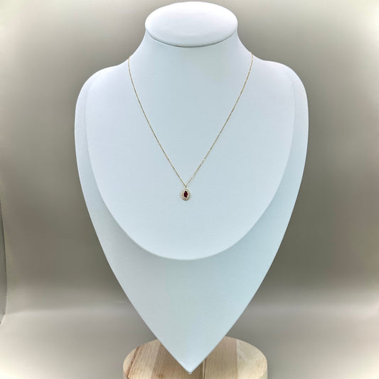 18kt CZ Red Stone Necklace
