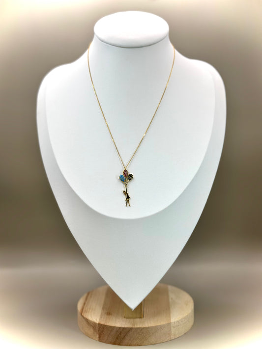 18kt CZ Flying Balloon Girl Necklace