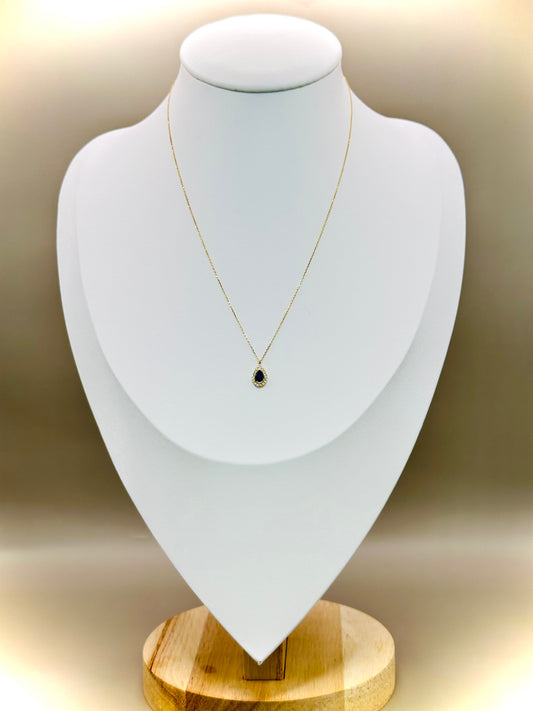 18kt CZ Blue Stone Necklace