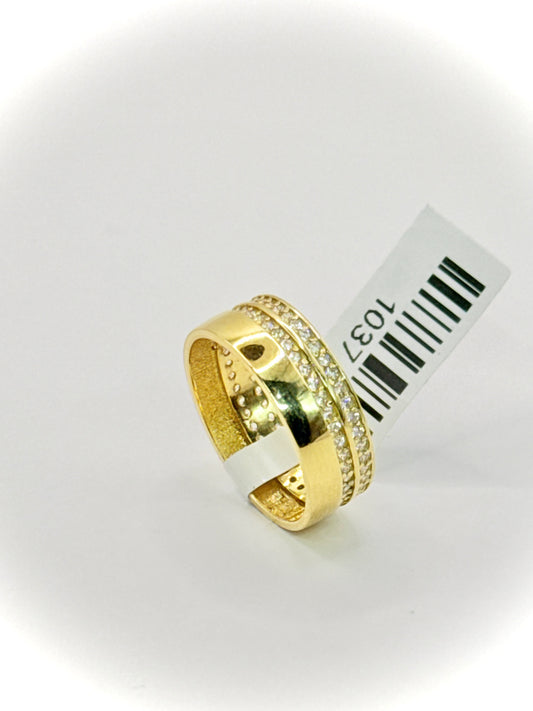 18kt CZ & Plain Wedder