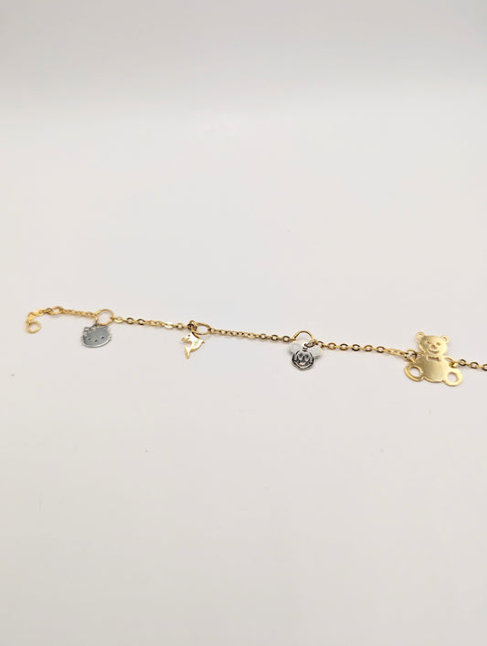 18kt Bear Charm Bracelet