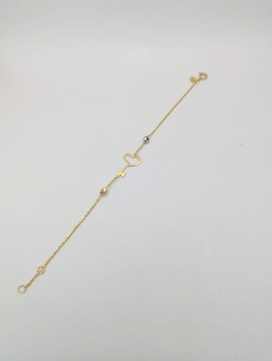 18kt Heart Key Bracelet