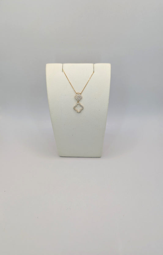 18kt CZ Clover Necklace