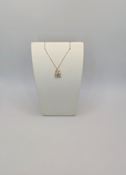 18kt CZ Lock Necklace