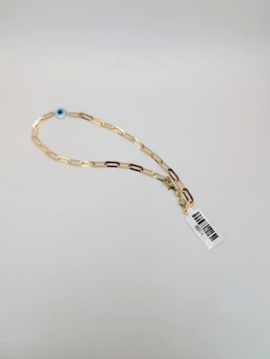 18kt CZ Paperclip Anklet