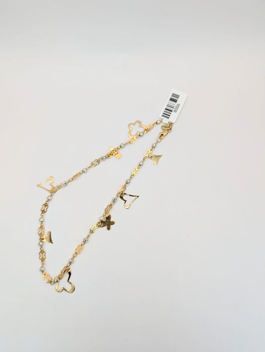 18kt Heart&Butterfly Anklet