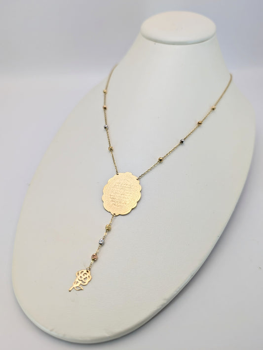 Gold Arabic Calligraphy Lariat Necklace
