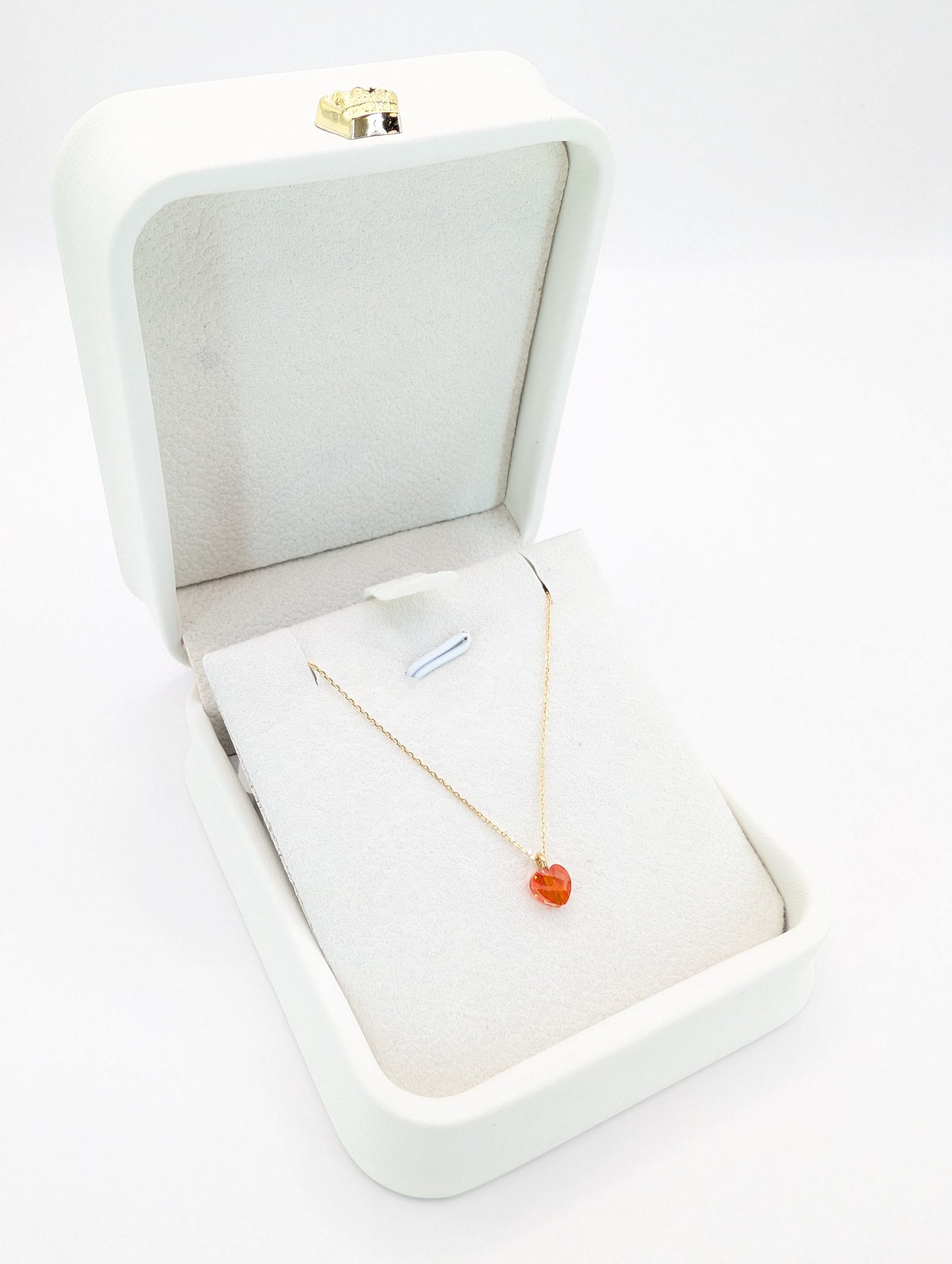 18KT Gold Red Heart CZ Necklace