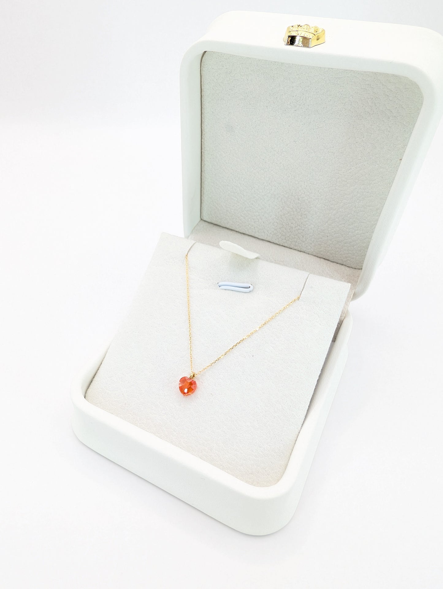18KT Gold Red Heart CZ Necklace