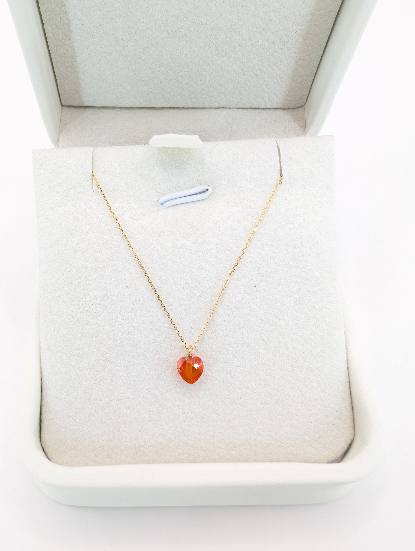 18KT Gold Red Heart CZ Necklace