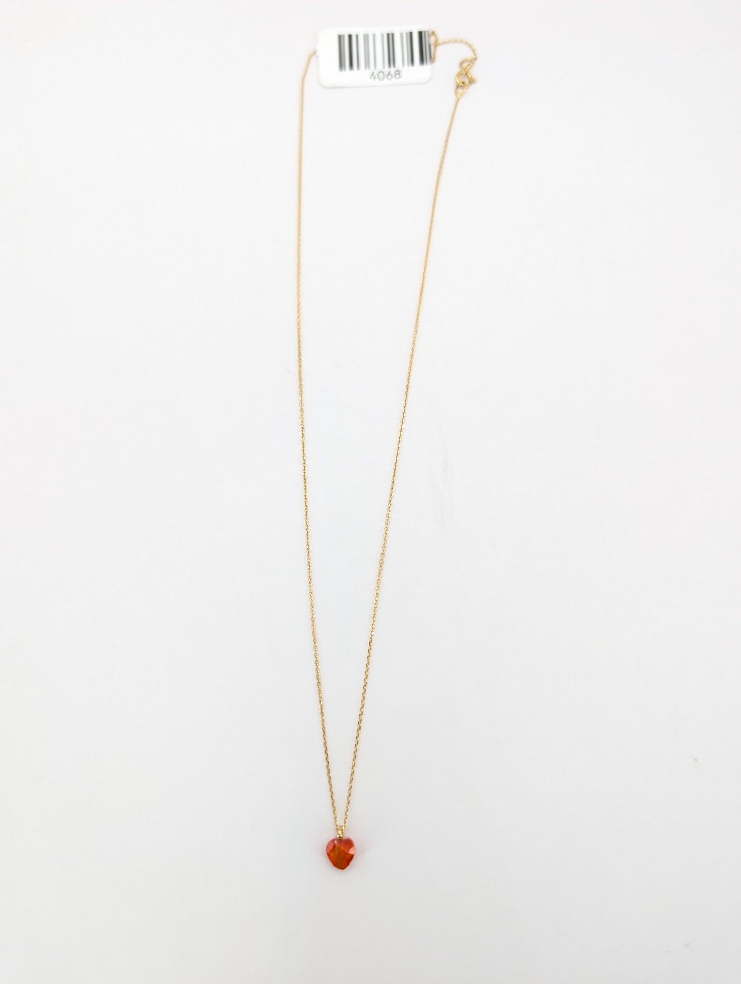 18KT Gold Red Heart CZ Necklace