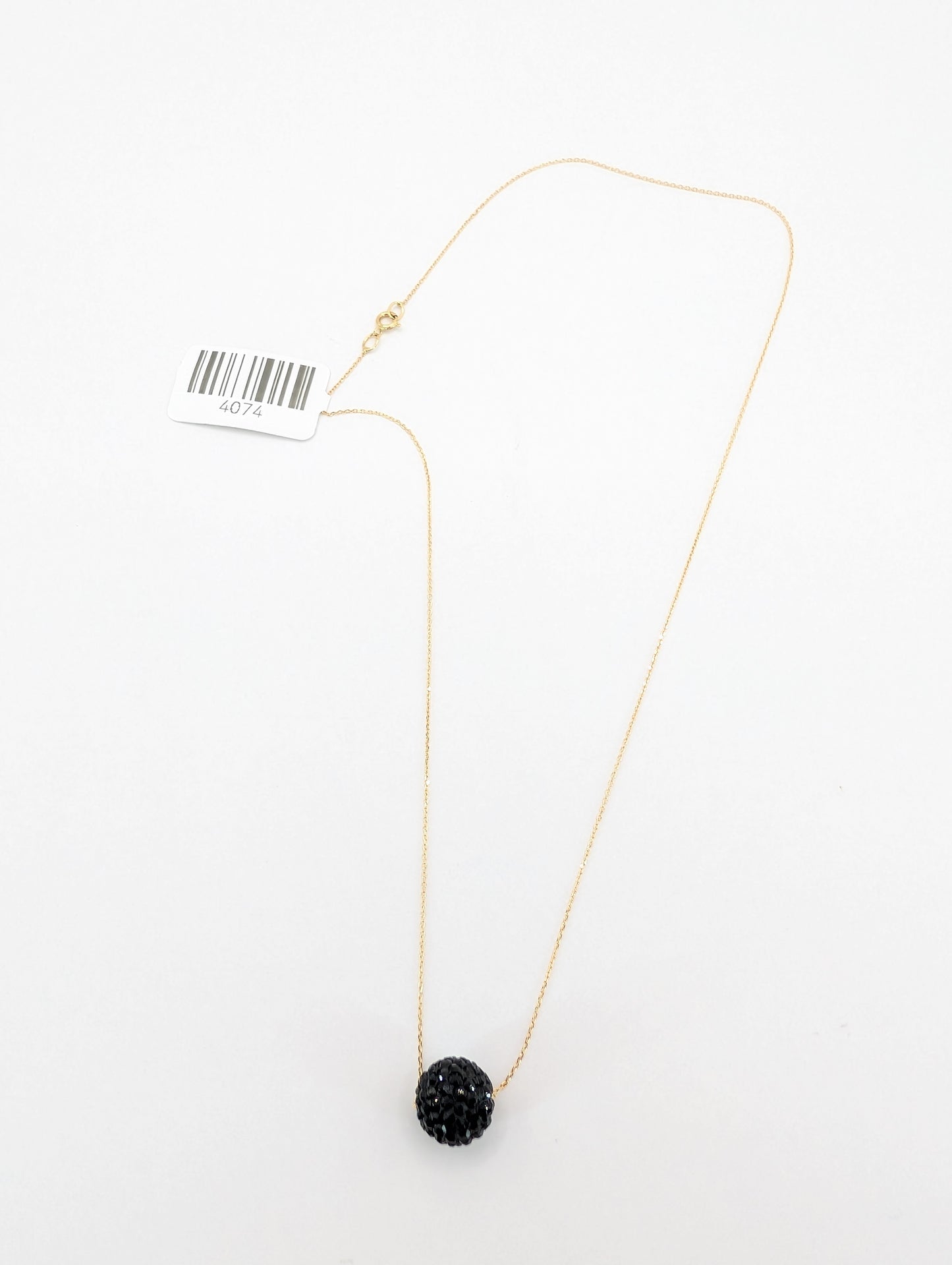 18KT Gold Black CZ Ball Necklace