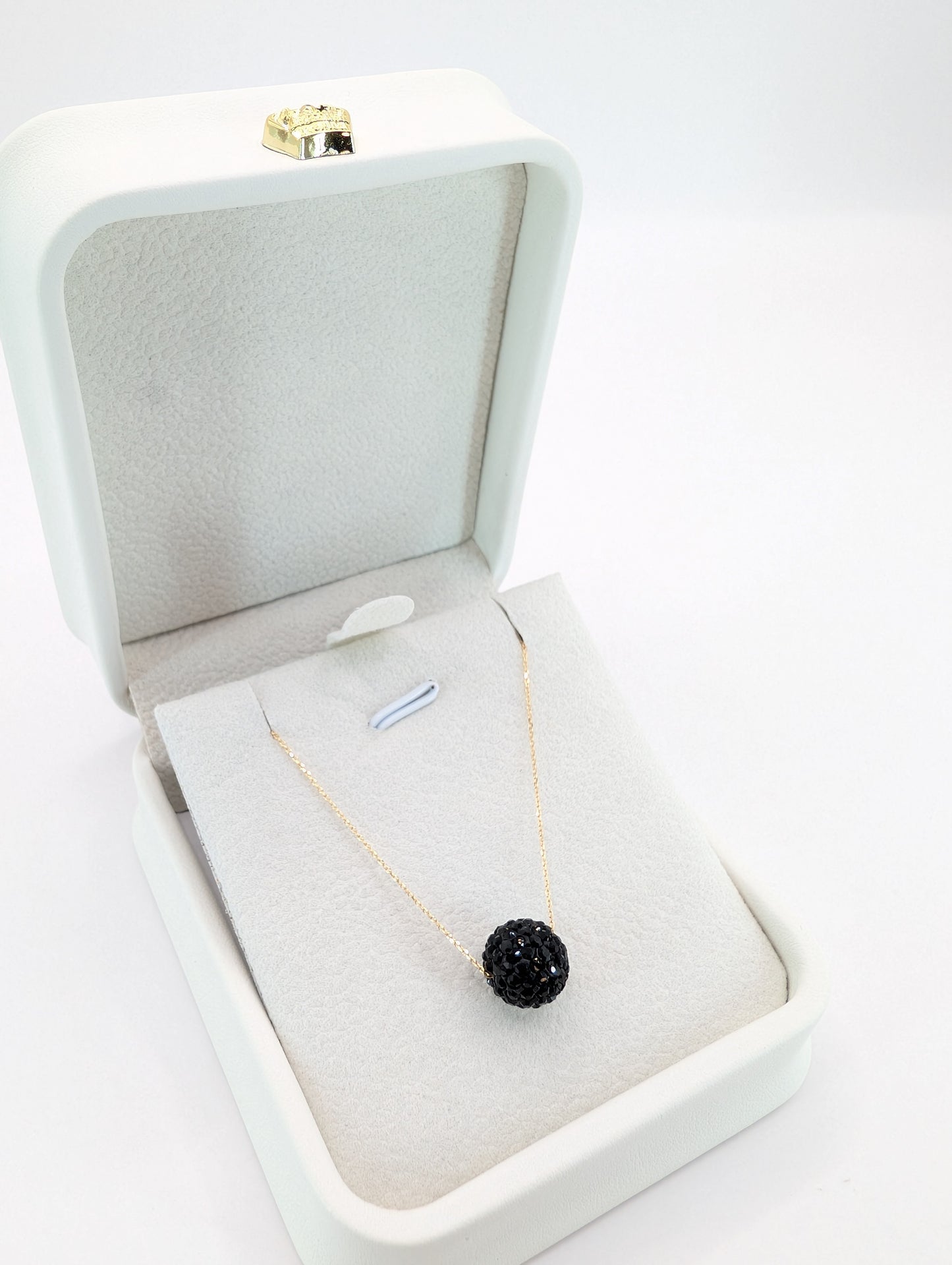 18KT Gold Black CZ Ball Necklace