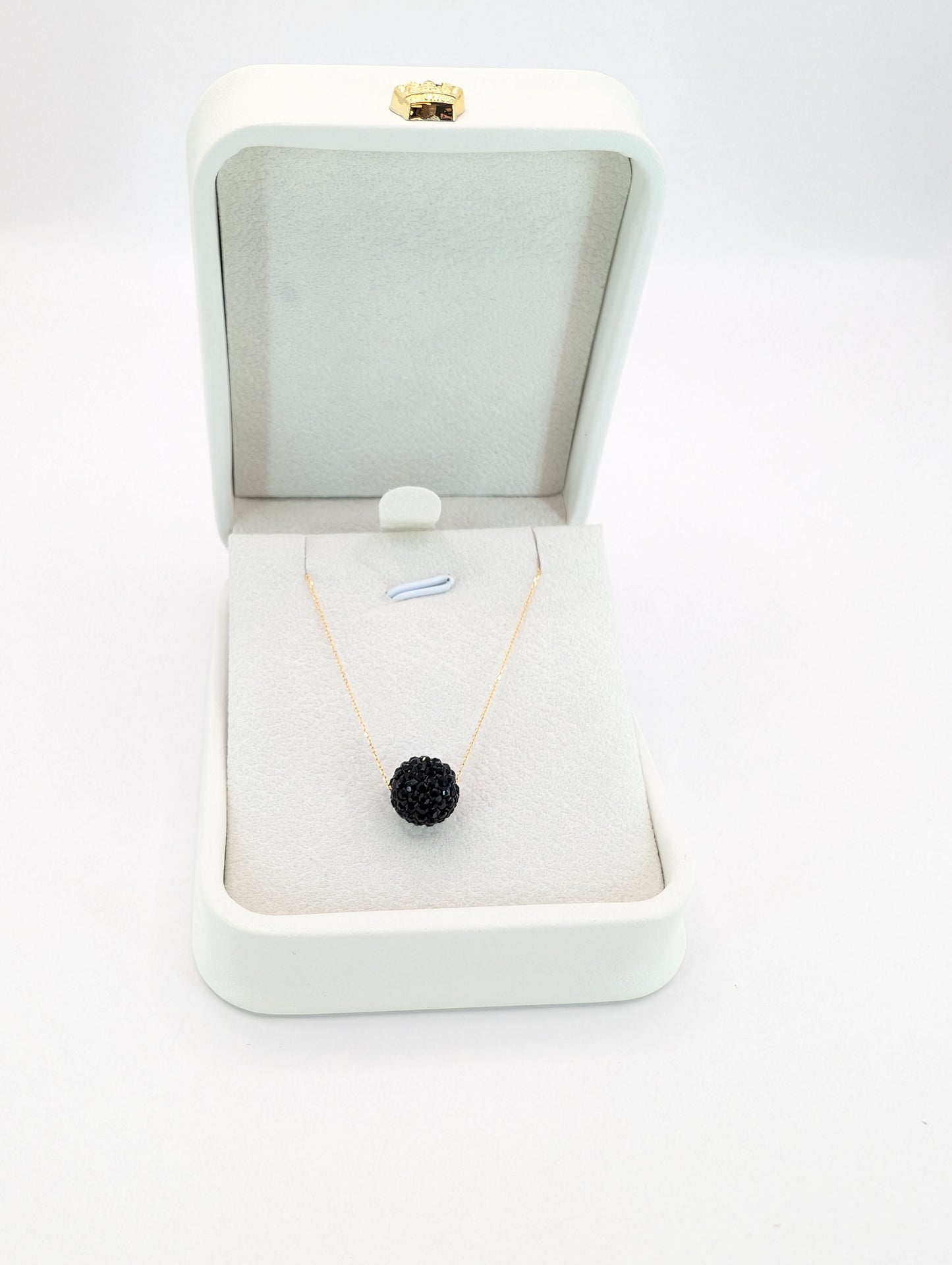 18KT Gold Black CZ Ball Necklace