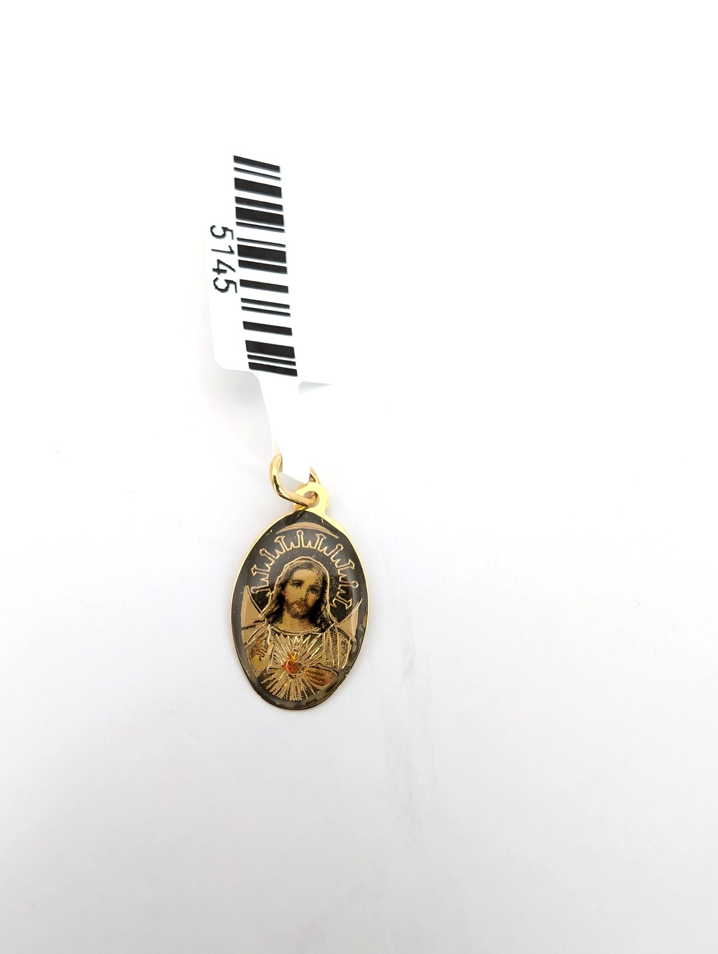 18KT Gold Sacred Heart of Jesus Pendant – Oval Medal