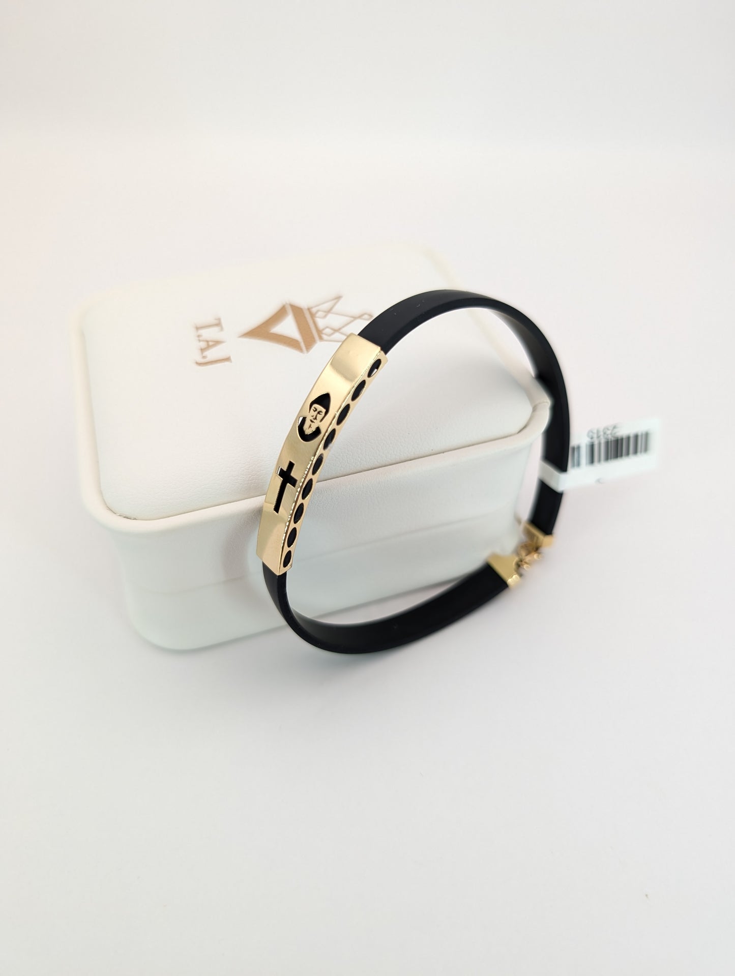 18K Gold St. Charbel & Cross Men's Bracelet