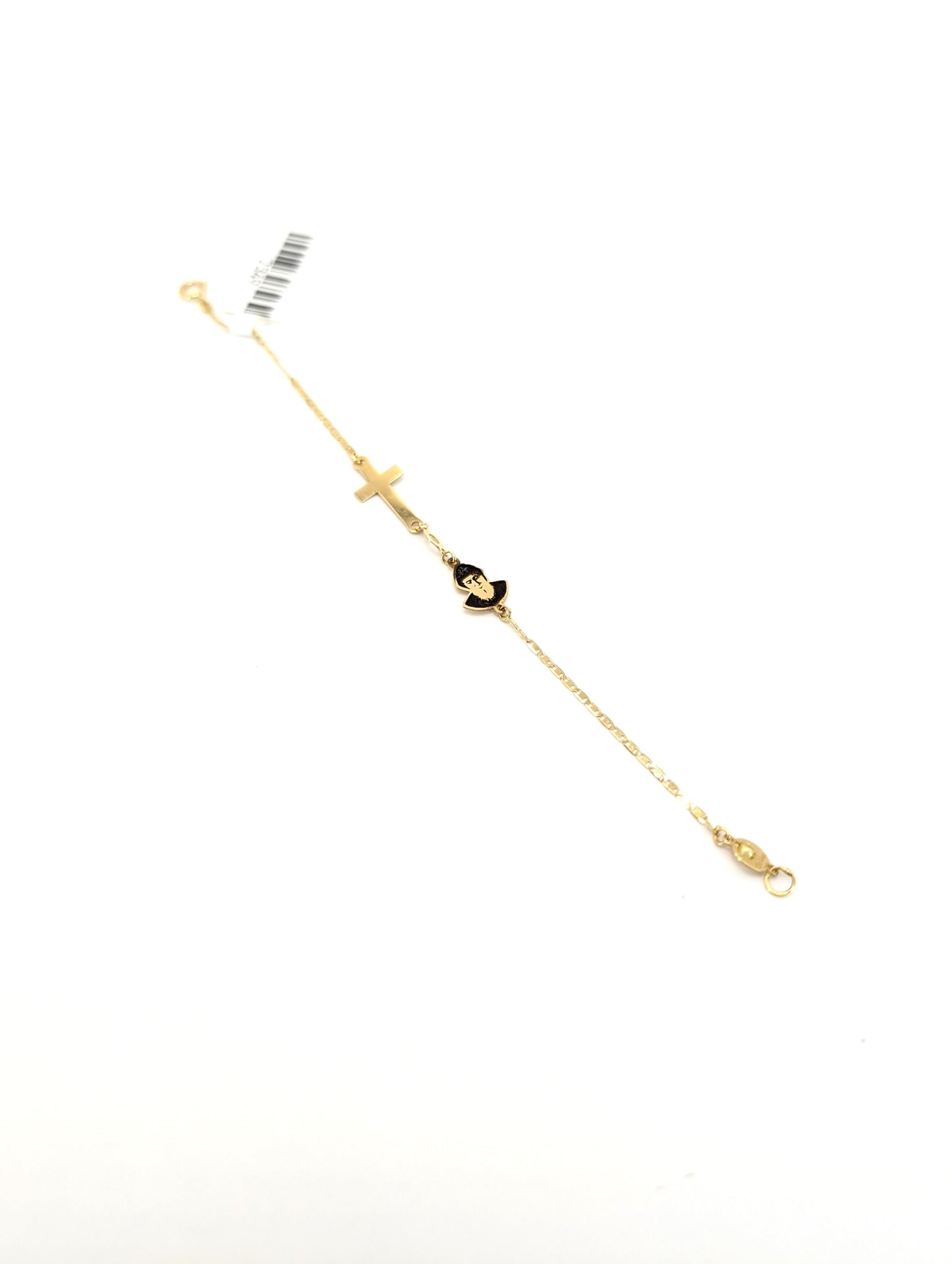 18KT Gold Saint Charbel & Cross Bracelet