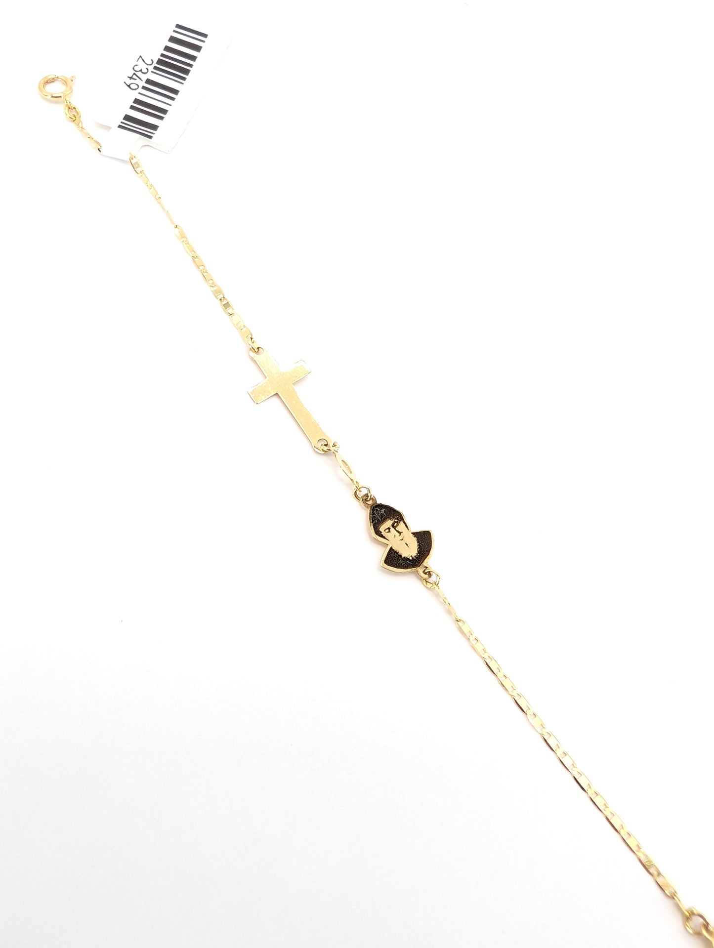 18KT Gold Saint Charbel & Cross Bracelet