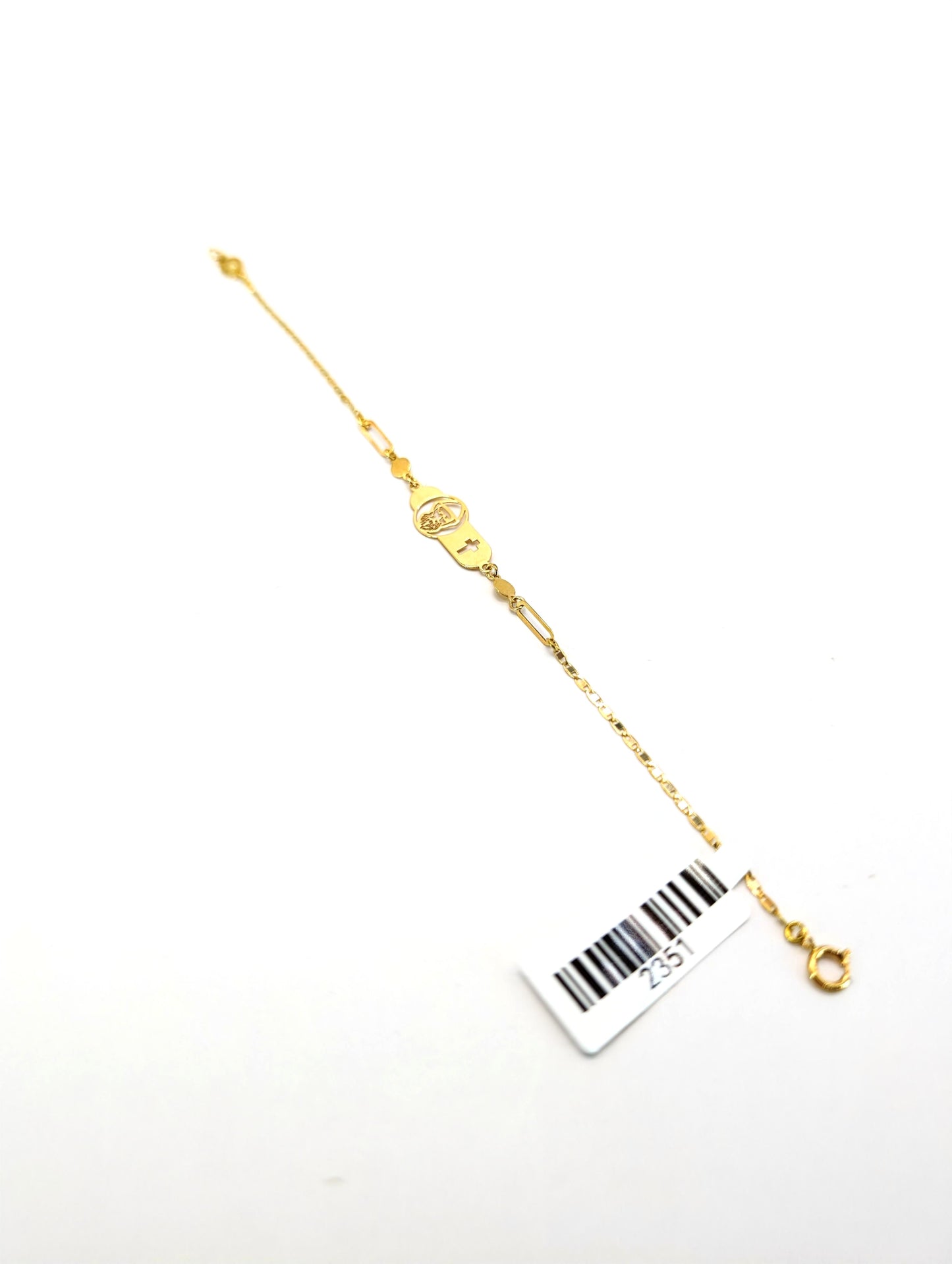 18KT Gold Faith Bracelet – Saint Charbel & Cross Plate