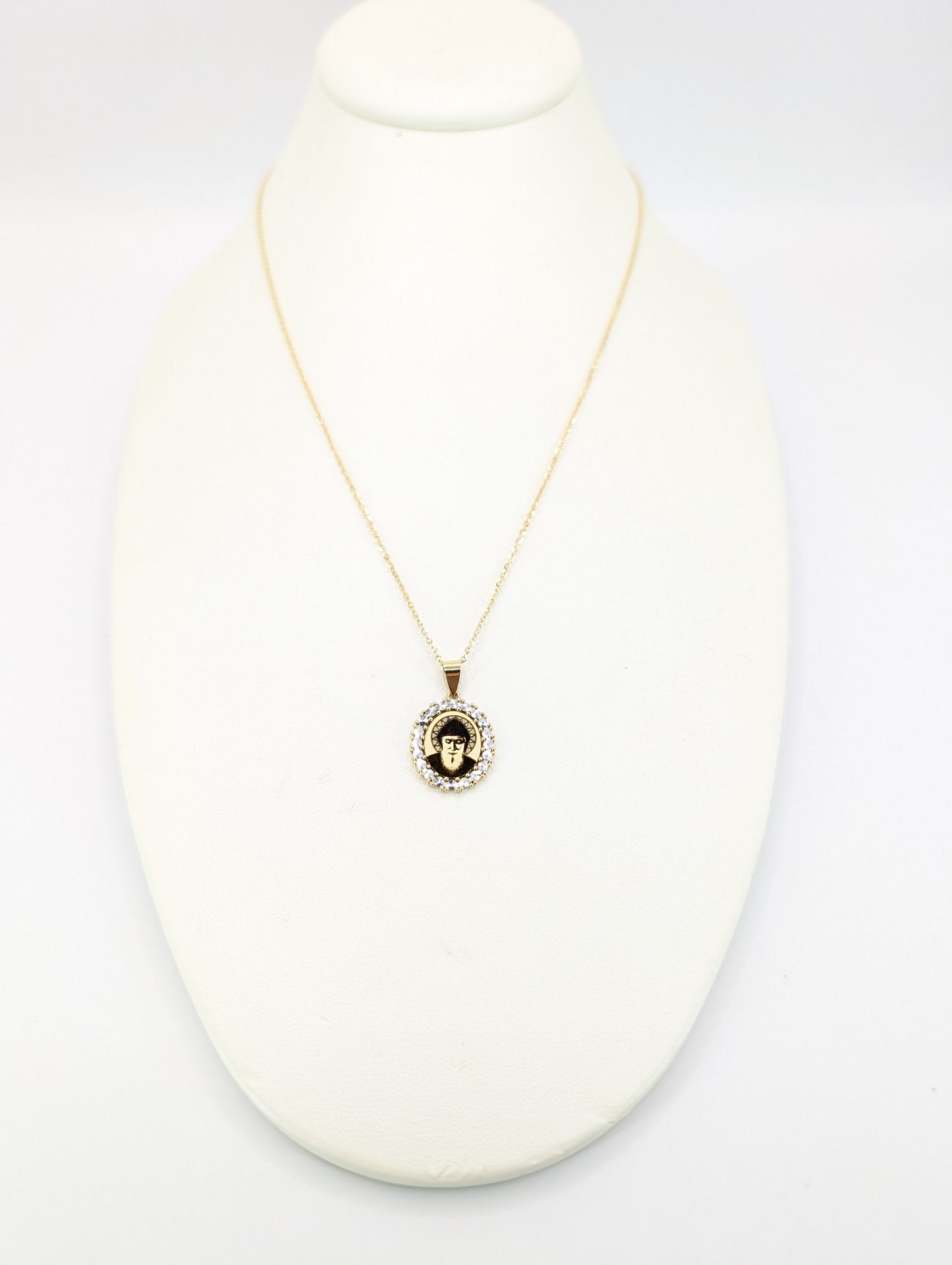 18KT Gold Saint Charbel Halo Necklace