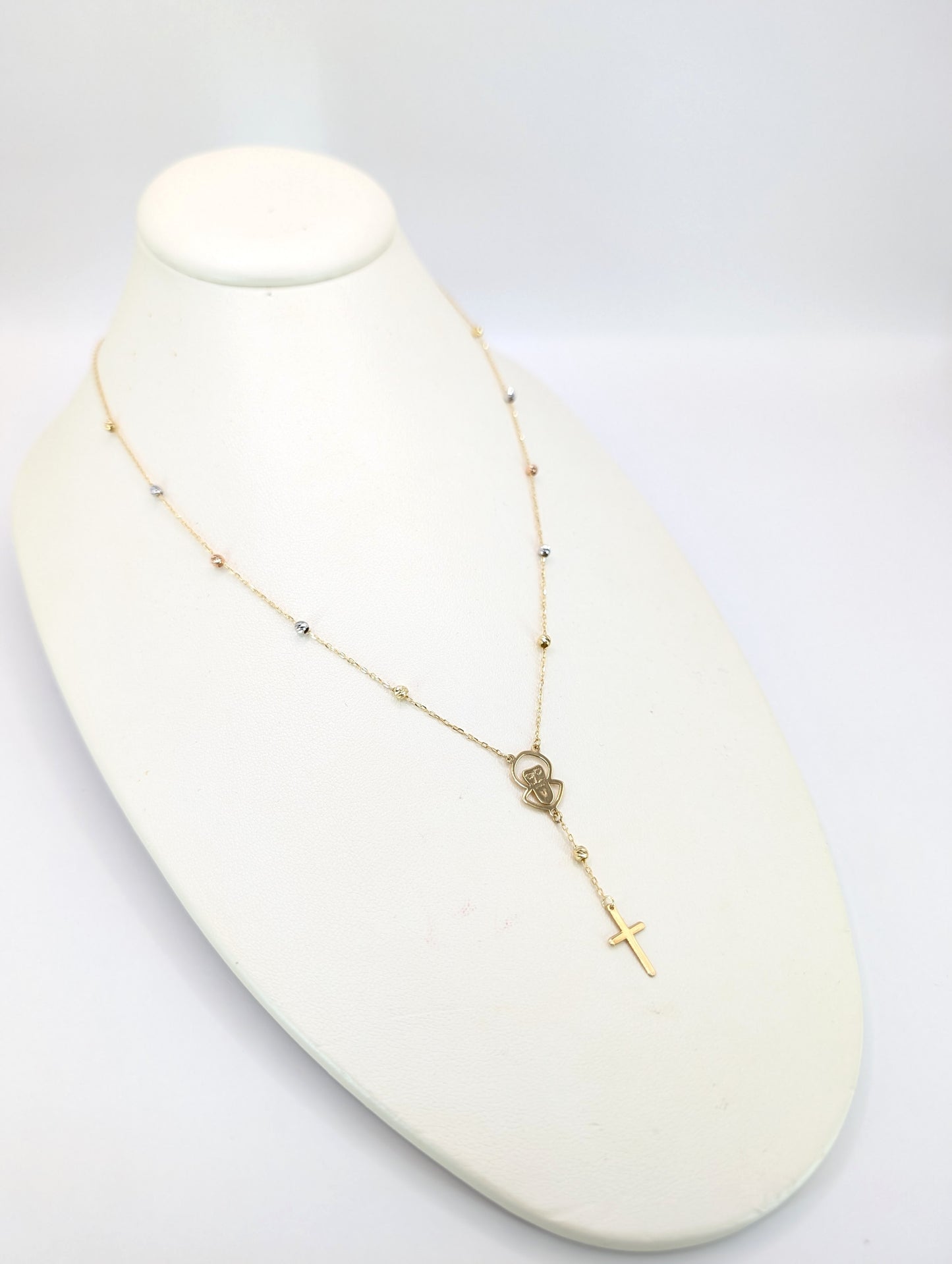 Saint Charbel & Cross 18KT Gold Necklace