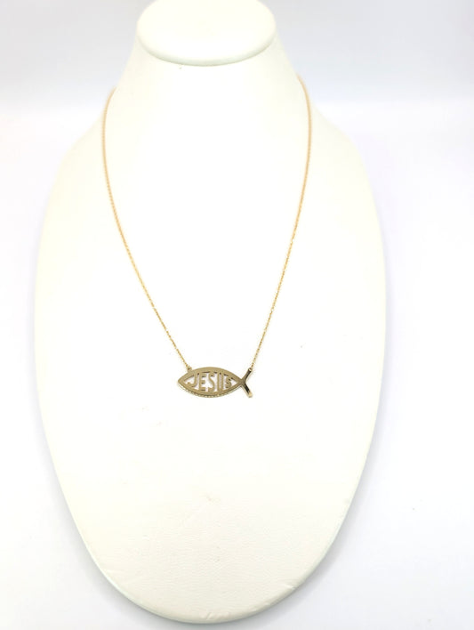 Jesus Ichthys Necklace in 18KT Gold