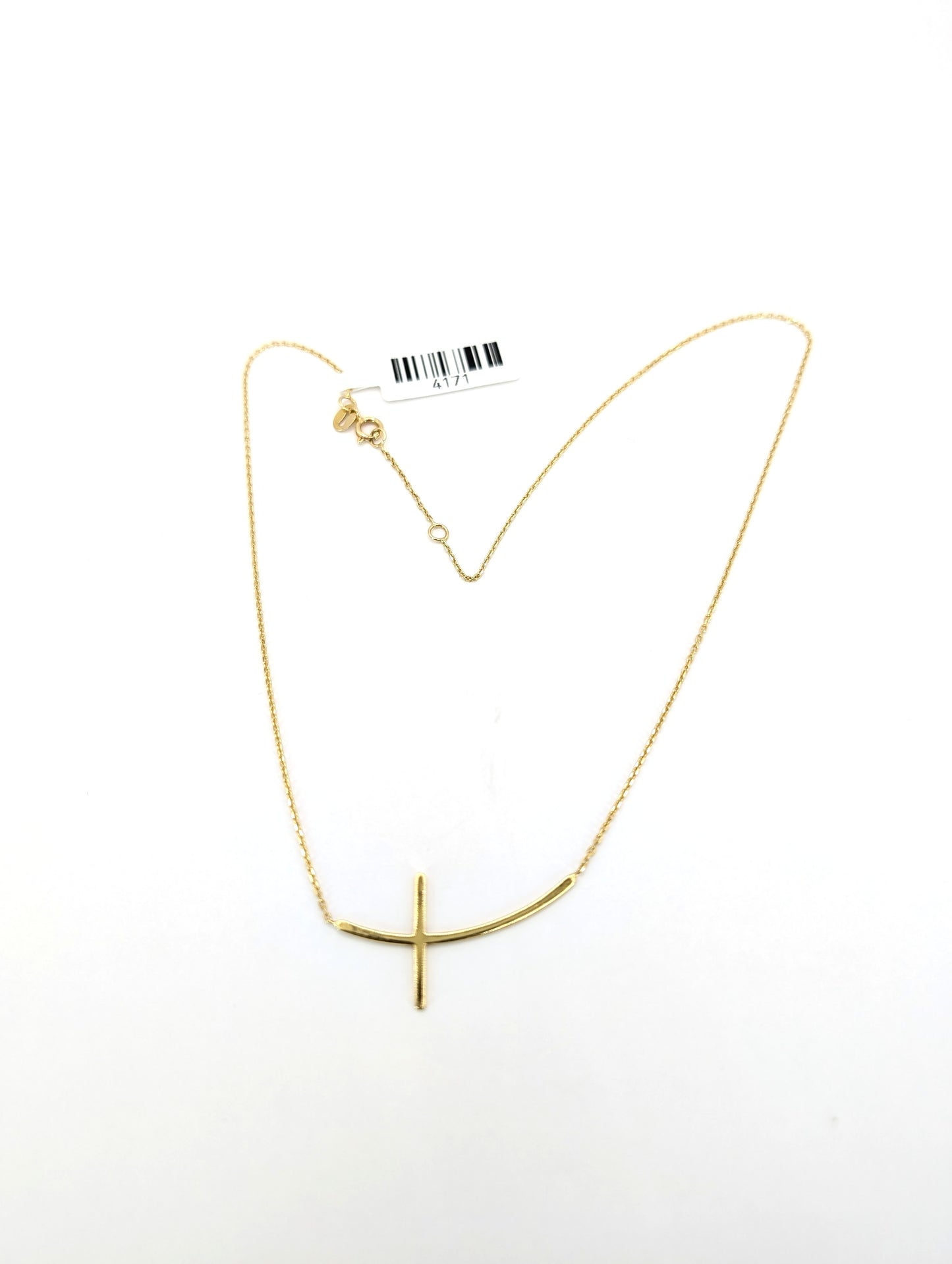 18KT Gold Side Cross Necklace