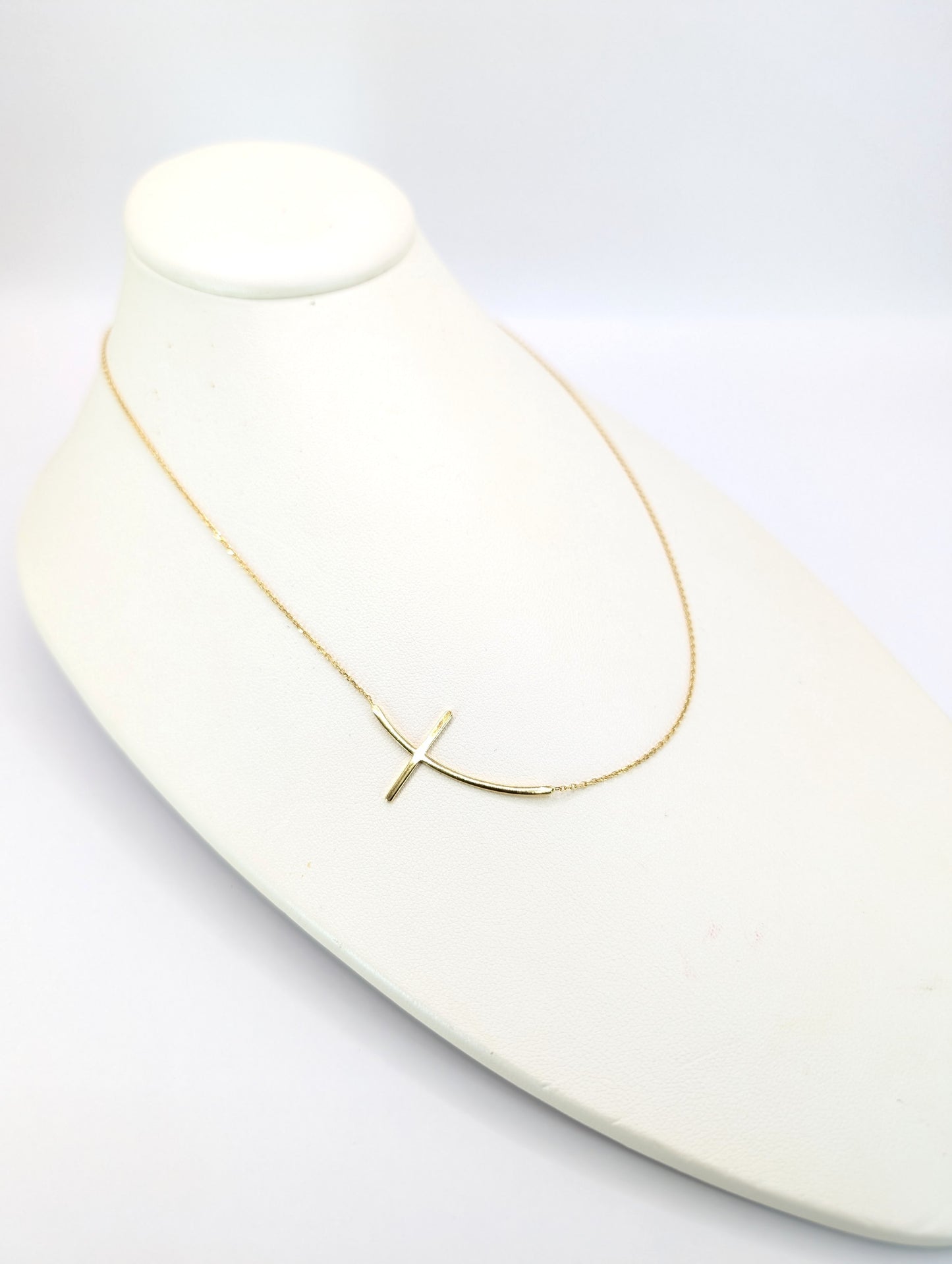 18KT Gold Side Cross Necklace