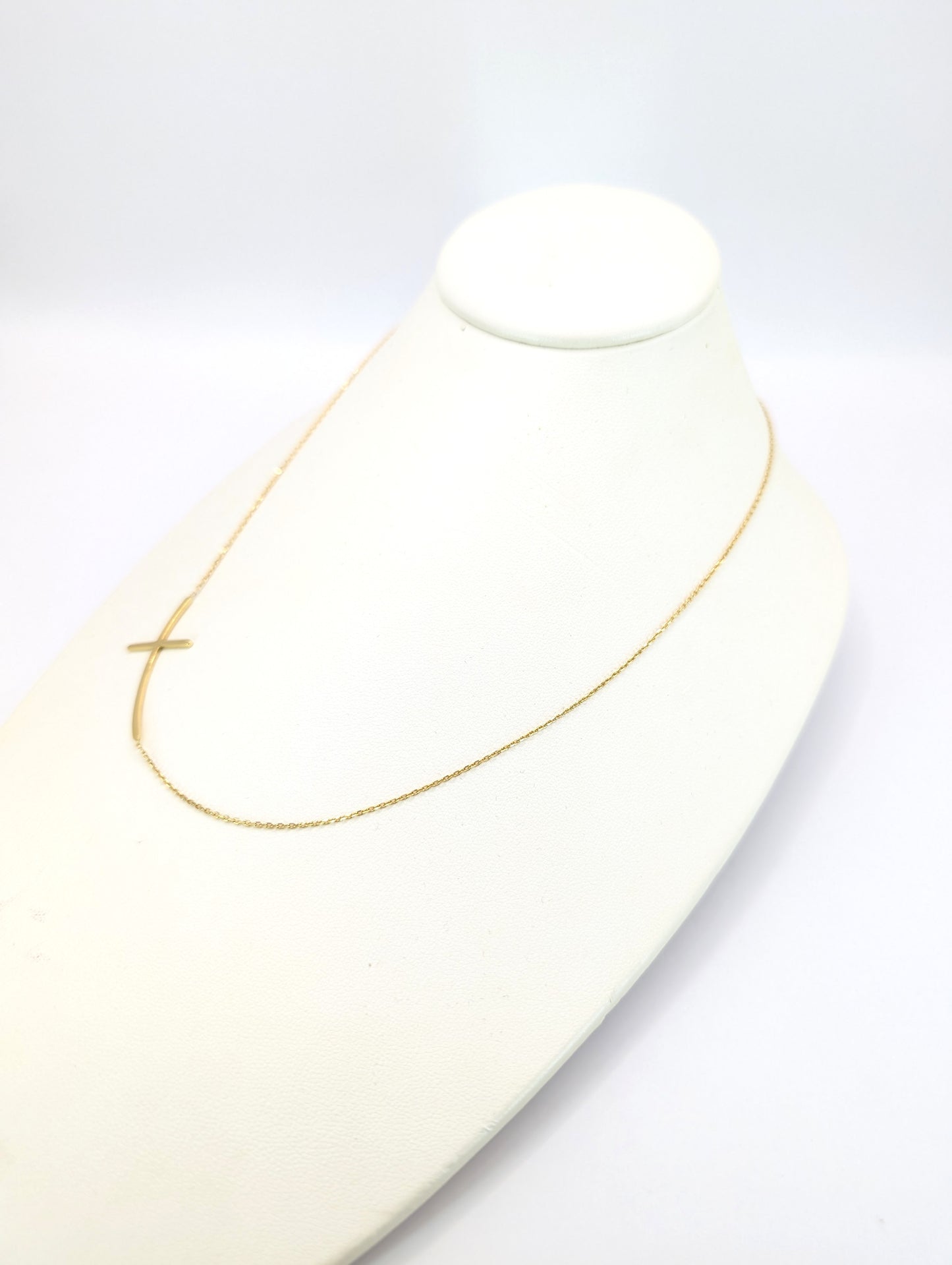 18KT Gold Side Cross Necklace