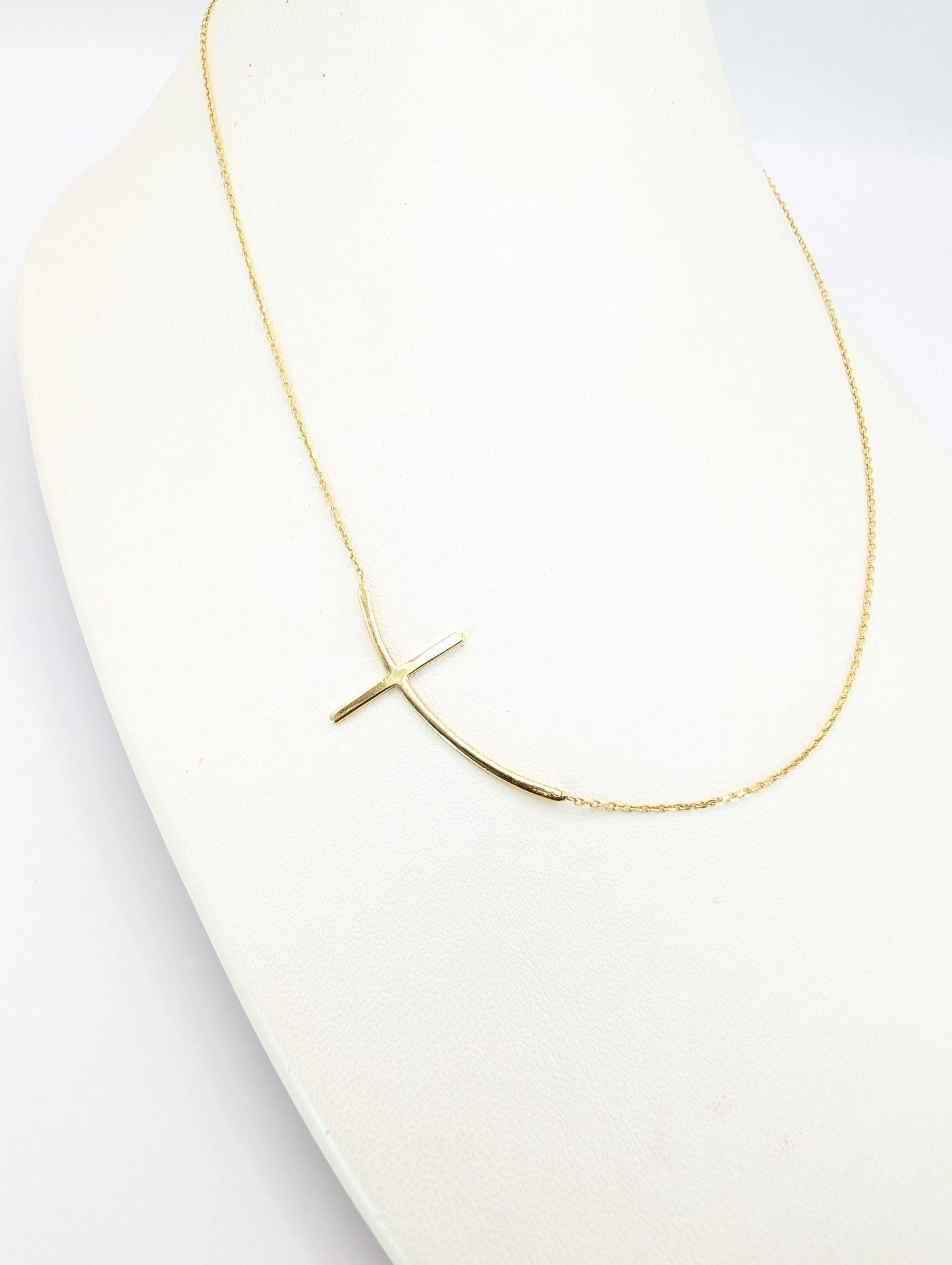 18KT Gold Side Cross Necklace