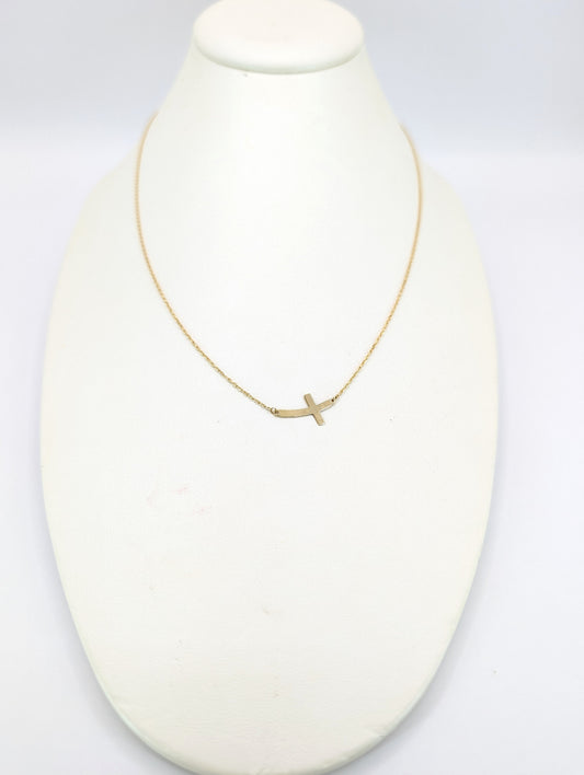 18KT Gold Contemporary Cross Necklace