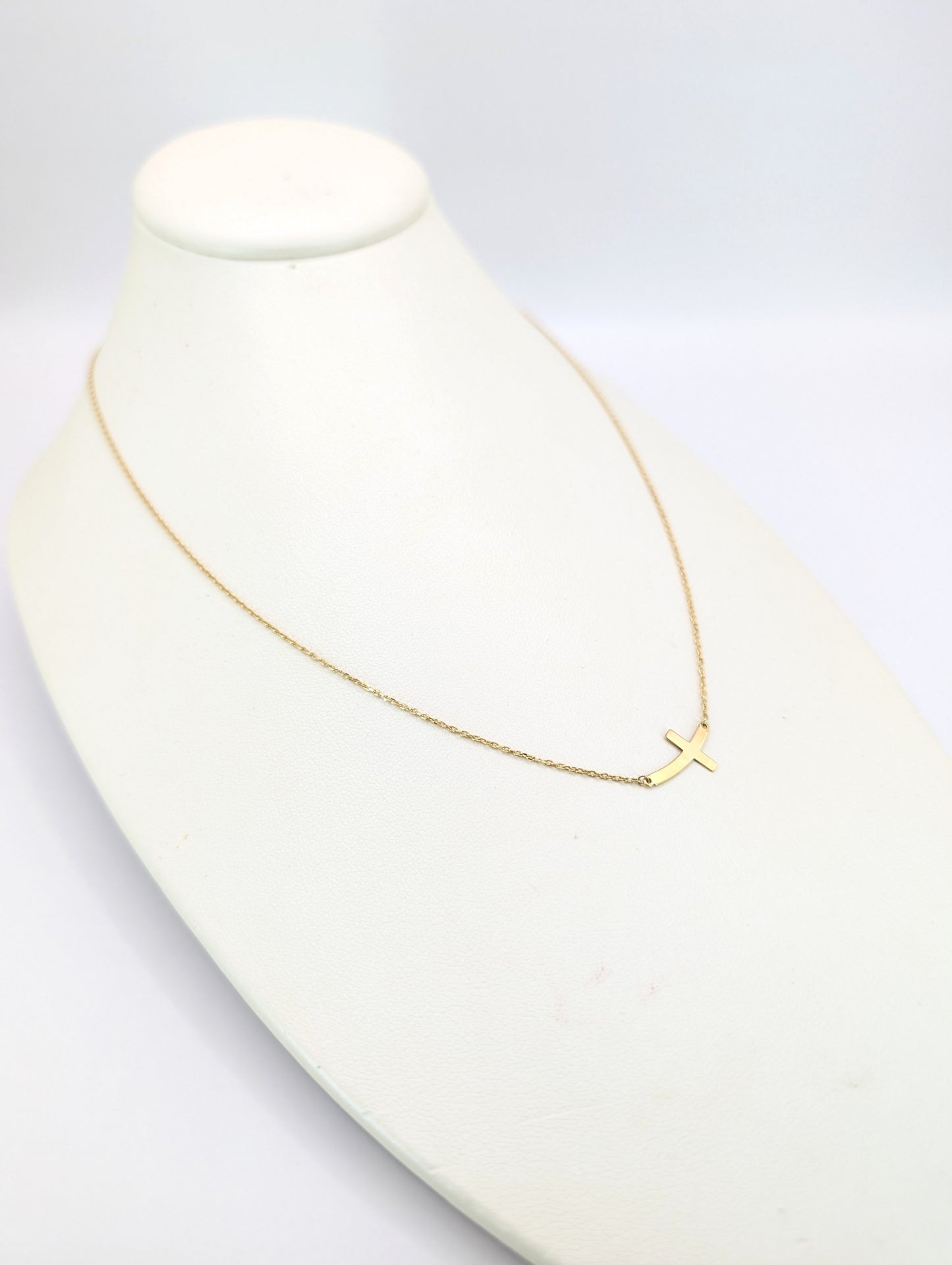 18KT Gold Contemporary Cross Necklace