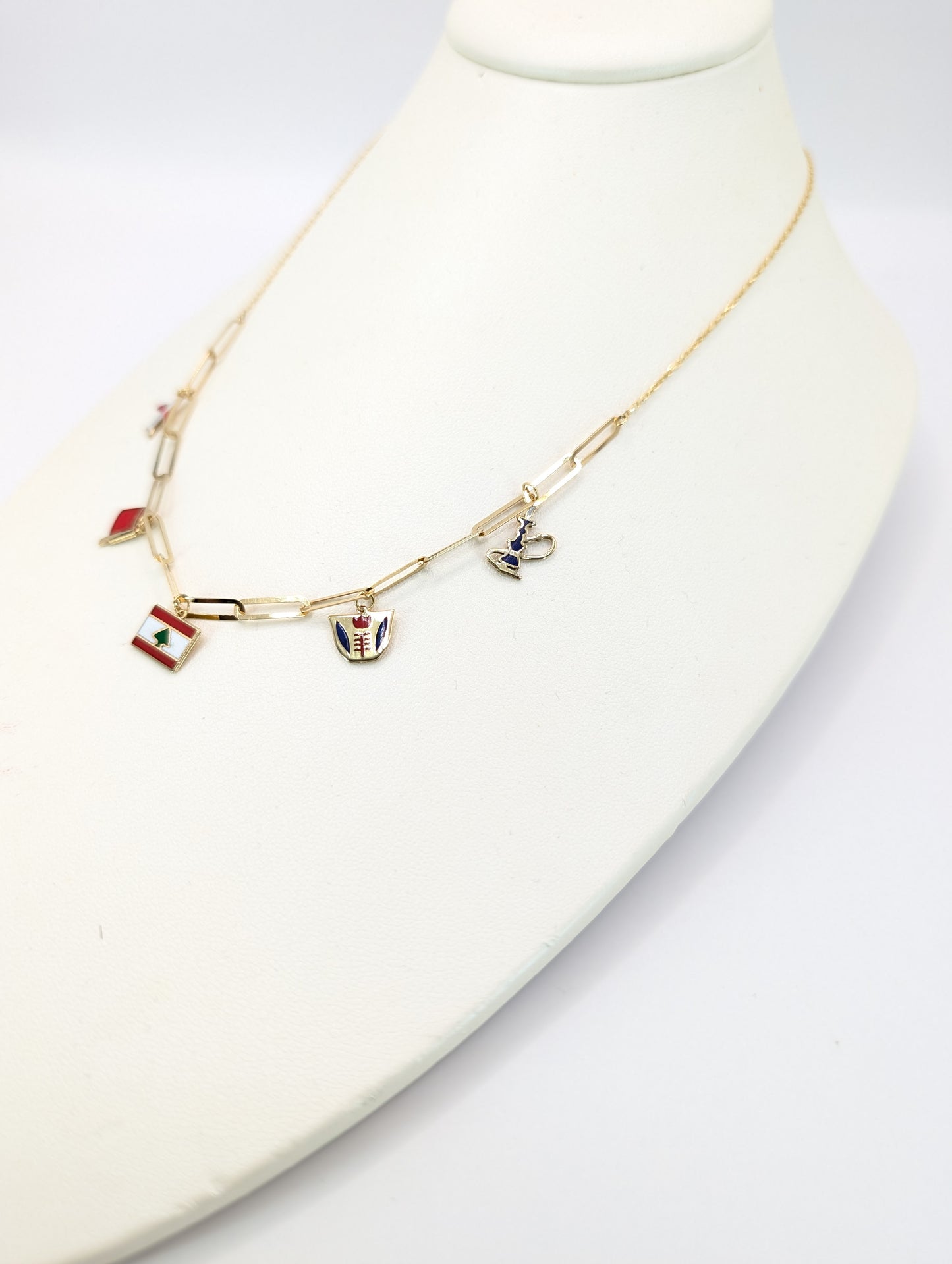 Lebanese Heritage 18KT Gold Charm Necklace & Bracelet Set