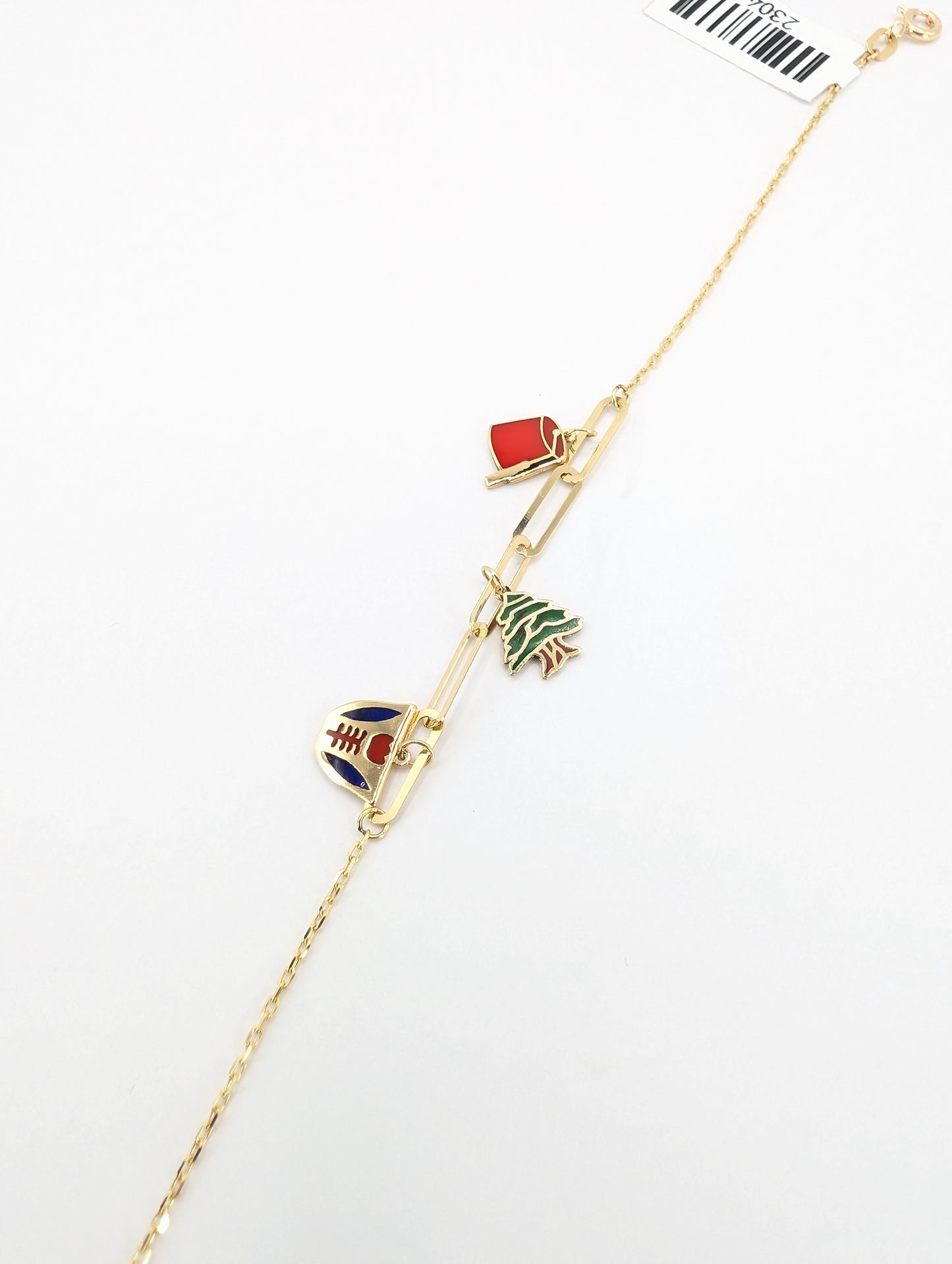 Lebanese Heritage 18KT Gold Charm Necklace & Bracelet Set