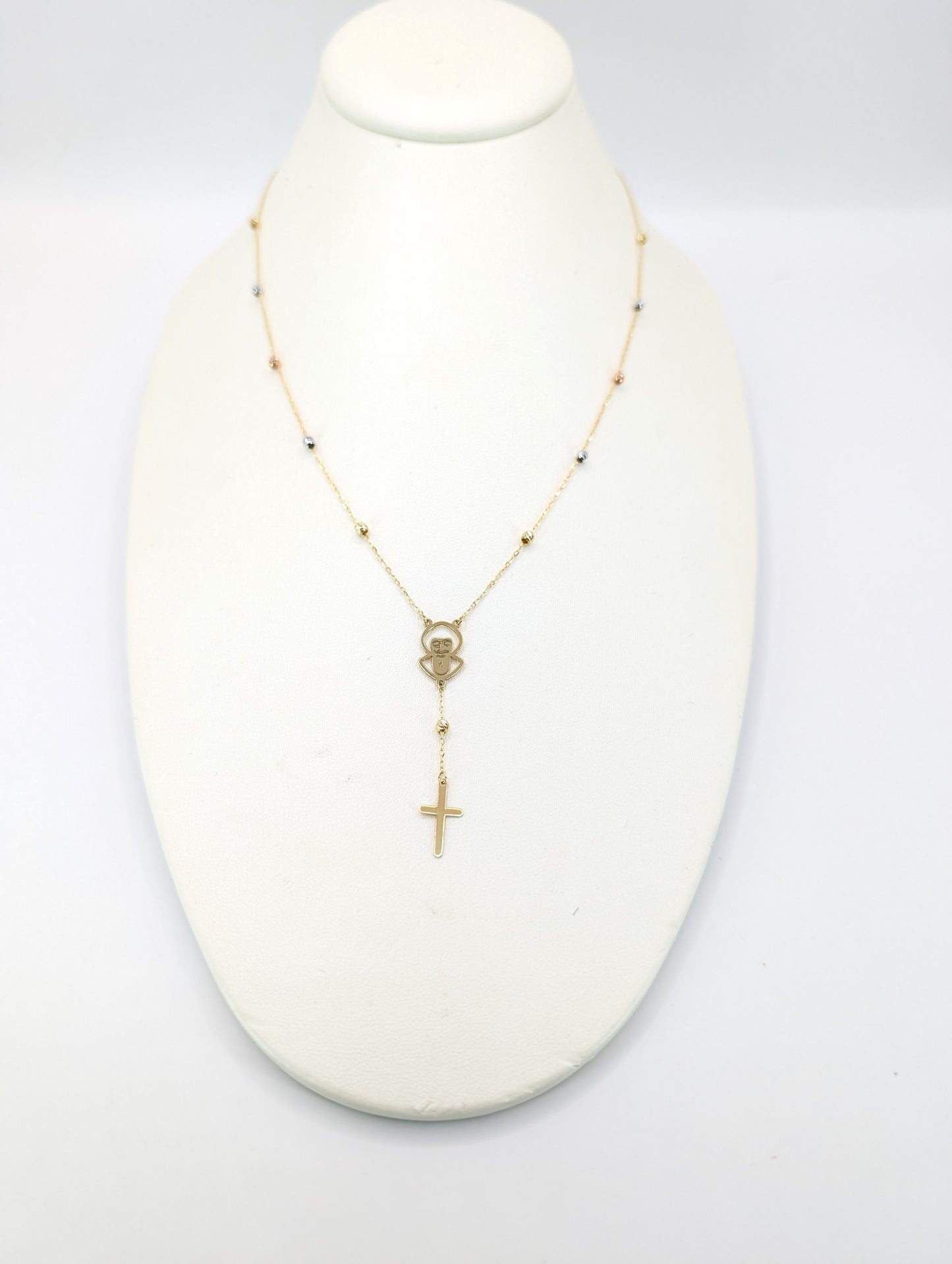 Saint Charbel & Cross 18KT Gold Necklace